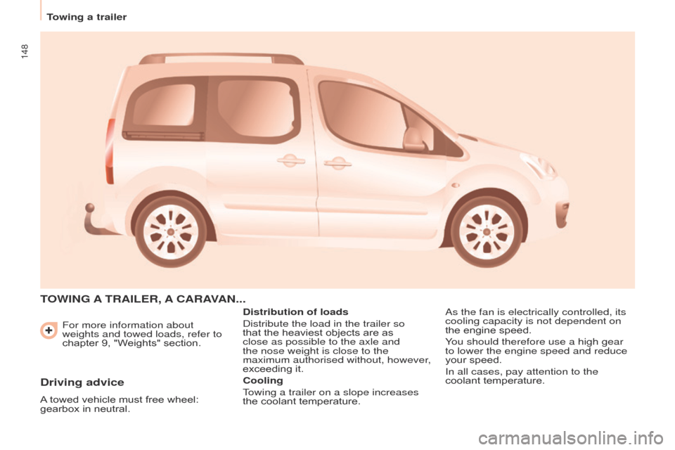 Citroen BERLINGO 2017 2.G Owners Manual 148
Berlingo2VP_en_Chap06_Accessoire_ed02-2016
For more information about
weights and towed loads, refer to
chapter 9, "Weights" section.
TOWING A TRAILER , A CARA VAN ...
Distribution of Citroen BERLINGO 2017 2.G Owners Manual 148
Berlingo2VP_en_Chap06_Accessoire_ed02-2016
For more information about
weights and towed loads, refer to
chapter 9, "Weights" section.
TOWING A TRAILER , A CARA VAN ...
Distribution of