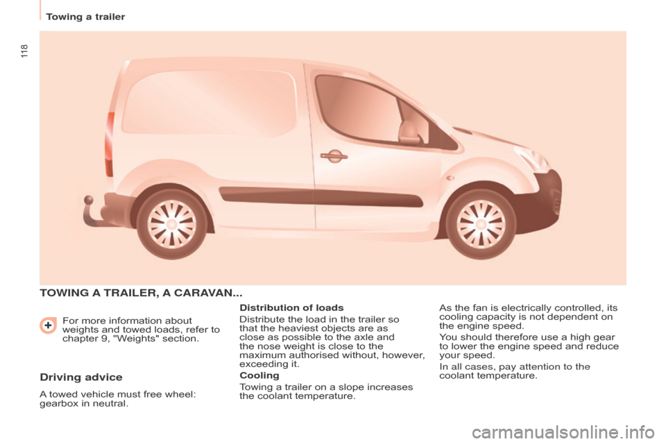Citroen BERLINGO RHD 2017 2.G Owners Manual 11 8
Berlingo2VU_en_Chap06_Accessoire_ed02-2016
For more information about 
weights and towed loads, refer to 
chapter 9, "Weights" section.
TOWING  A TRAILER ,  A CARA VAN ...
Distribution of loads
D