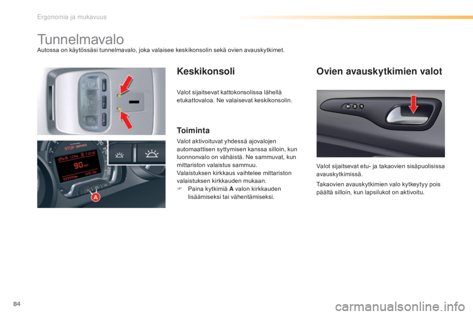 CITROEN C5 2016 Omistajan Käsikirjat (in Finnish) 84
C5_fi_Chap03_ergo-et-confort_ed01-2015
TunnelmavaloAutossa on käytössäsi tunnelmavalo, joka valaisee keskikonsolin sekä ovien avauskytkimet.
KeskikonsoliOvien avauskytkimien valot
Toiminta
Valo CITROEN C5 2016 Omistajan Käsikirjat (in Finnish) 84
C5_fi_Chap03_ergo-et-confort_ed01-2015
TunnelmavaloAutossa on käytössäsi tunnelmavalo, joka valaisee keskikonsolin sekä ovien avauskytkimet.
KeskikonsoliOvien avauskytkimien valot
Toiminta
Valo
