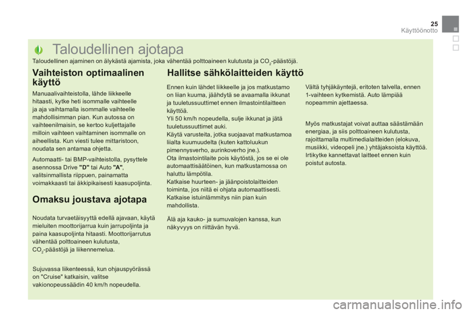 CITROEN DS5 2013  Omistajan Käsikirjat (in Finnish) 25
Käyttöönotto
   
 
 
 
 
 
 
 
 
 
 
 
 
 
 
 
 
 
 
 
 
 
 
 
 
 
 
 
 
 
 
 
 
 
 
 
 
 
 
 
 
 
 
 
 
 
 
Taloudellinen ajotapa 
Taloudellinen ajaminen on älykästä ajamista, joka vähentä