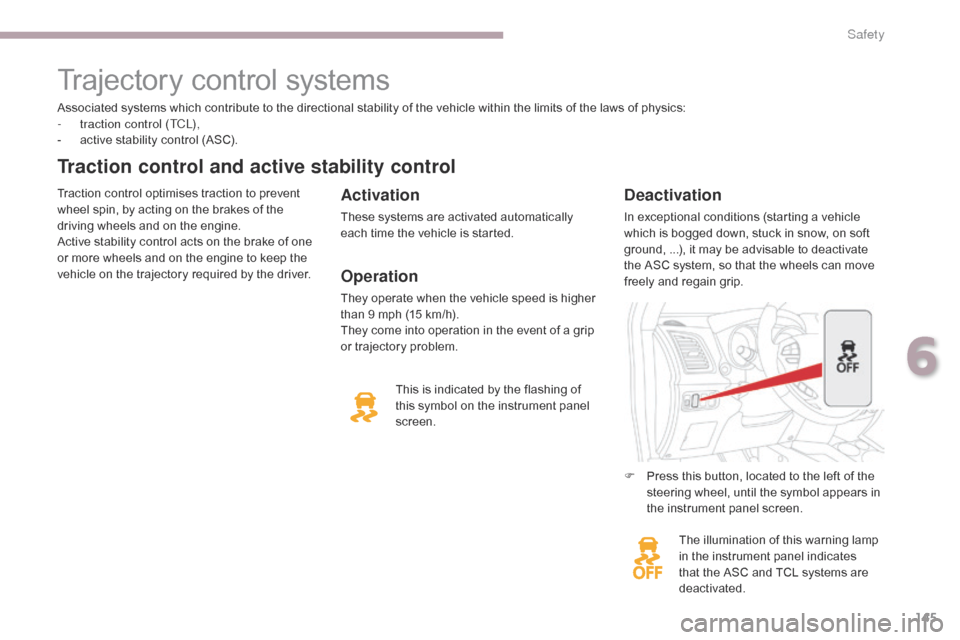 Citroen C4 AIRCROSS 2017 1.G Owners Manual 145
Safety
C4-Aircross_en_Chap06_securite_ed01-2016
Associated systems which contribute to the directional stability of the vehicle within the limits of the laws of physics:
- t raction control (TCl) 