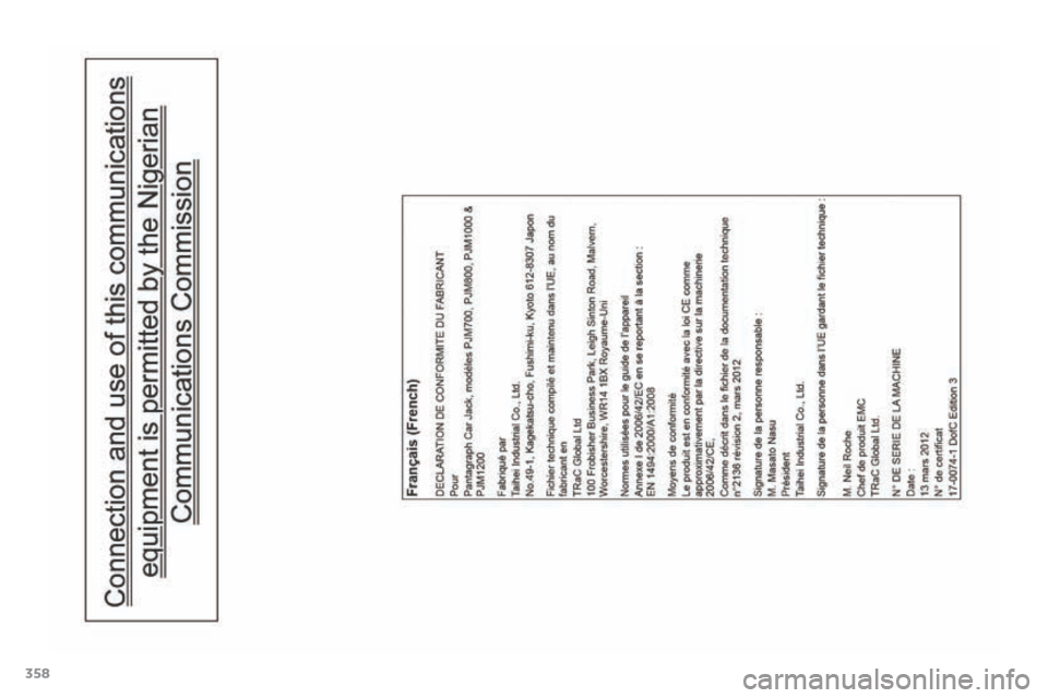 Citroen C4 AIRCROSS 2017 1.G Owners Manual 358
C4-Aircross_en_Chap12_certificats_ed01-2016  