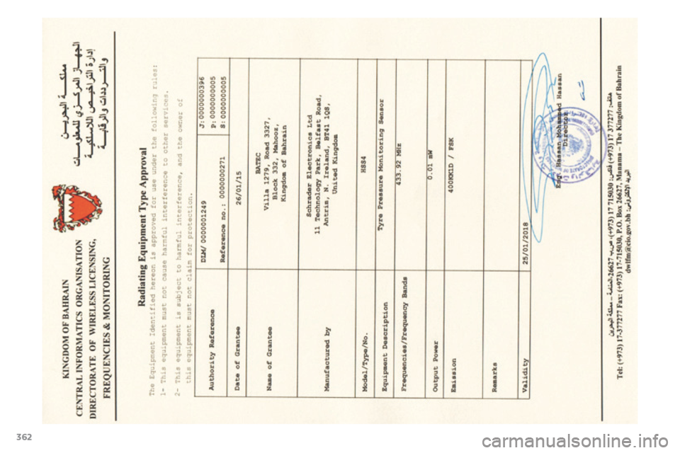 Citroen C4 AIRCROSS 2017 1.G Owners Manual 362
C4-Aircross_en_Chap12_certificats_ed01-2016 Citroen C4 AIRCROSS 2017 1.G Owners Manual 362
C4-Aircross_en_Chap12_certificats_ed01-2016