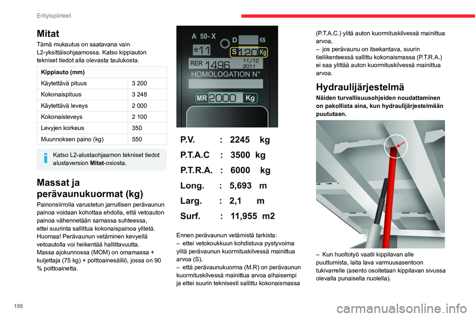 CITROEN JUMPER 2020 Omistajan Käsikirjat (in Finnish) 150
Erityispiirteet
– Älä koskaan mene kippilavan alle, kun se ei
ole tuettuna.
– Katkaise virta yksiköstä virrankatkaisimella.
– Auto pysäytettynä ja moottori sammuksissa.
Turvallisu CITROEN JUMPER 2020 Omistajan Käsikirjat (in Finnish) 150
Erityispiirteet
– Älä koskaan mene kippilavan alle, kun se ei
ole tuettuna.
– Katkaise virta yksiköstä virrankatkaisimella.
– Auto pysäytettynä ja moottori sammuksissa.
Turvallisu