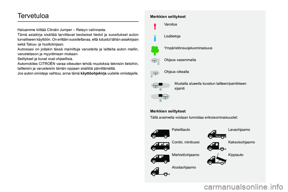 CITROEN JUMPER 2020 Omistajan Käsikirjat (in Finnish)
Tervetuloa
Haluamme kiittää Citro CITROEN JUMPER 2020 Omistajan Käsikirjat (in Finnish)
Tervetuloa
Haluamme kiittää Citro