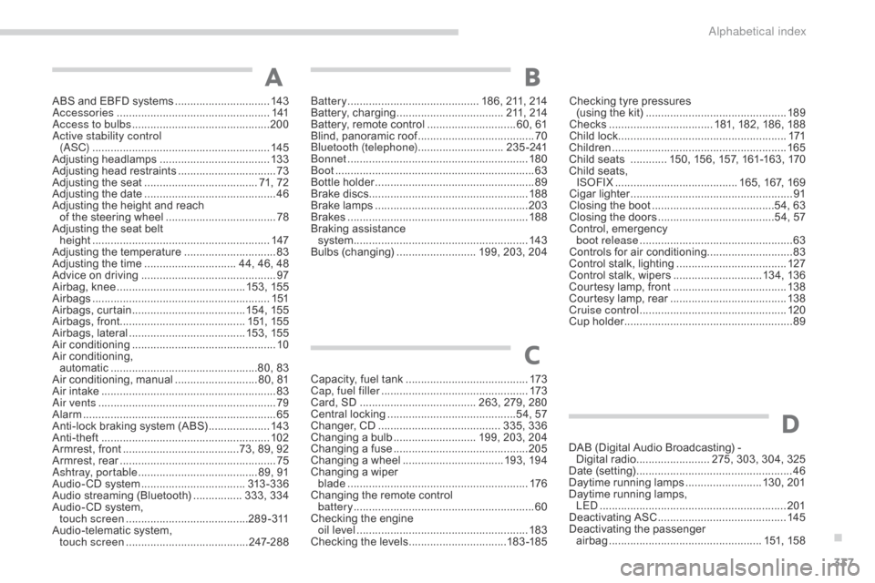 Citroen C4 AIRCROSS RHD 2017 1.G Owners Manual 337
ABS and EBFD systems ...............................14 3
Accessories .............................. ....................141
Access to bulbs
 ............................................. 20

0
Act