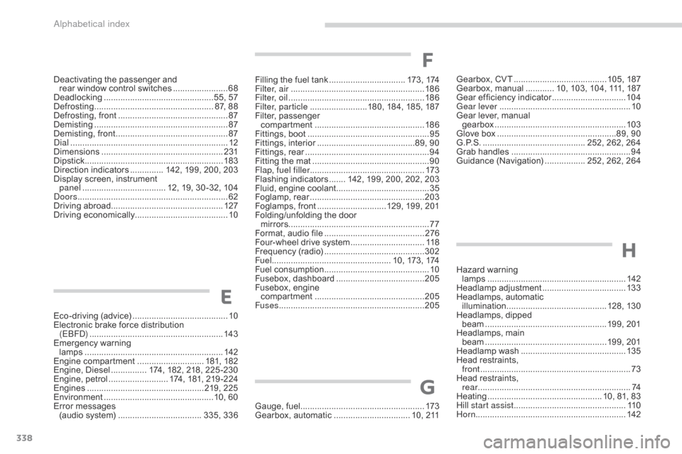 Citroen C4 AIRCROSS RHD 2017 1.G Owners Manual 338
Eco-driving (advice) ........................................10
E lectronic brake force distribution  
(EBFD)
 ...............................

.........................143
Emergency warning   
la