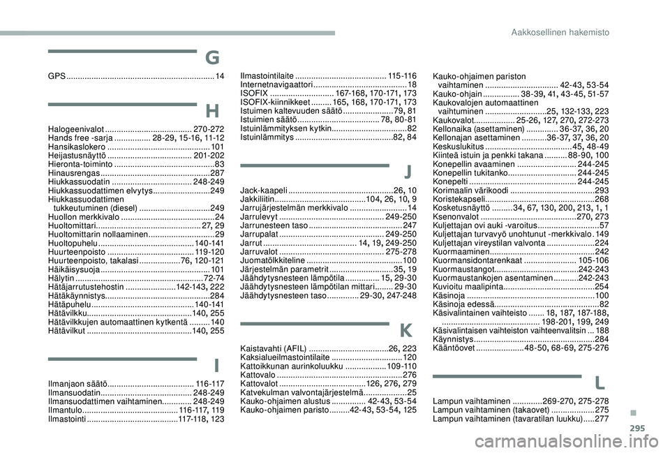 CITROEN JUMPER SPACETOURER 2018  Omistajan Käsikirjat (in Finnish) 295
Ilmastointilaite ........................................ 115 -11 6
Internetnavigaattori  ......................................... 18
ISOFIX
 

............................ 167-168, 170 -171 , 17