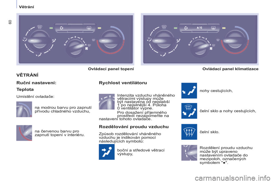CITROEN BERLINGO MULTISPACE 2014  Návod na použití (in Czech)    Větrání   
Berlingo-2-VP-papier_cs_Chap03_Ergonomie_ed01-2014
60
 VĚTRÁNÍ 
 boční a středové větrací 
výstupy, 
  Rychlost ventilátoru 
 nohy cestujících, 
 čelní sklo a nohy cest