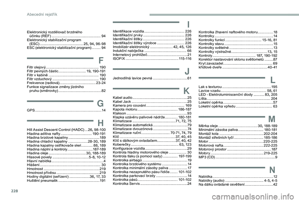 CITROEN BERLINGO VAN 2019 Návod na použití (in Czech) 228
Elektronický rozdělovač brzdného účinku (REF) .................................................. 9
4
Elektronický stabilizační program (ESC)
........................................... CITROEN BERLINGO VAN 2019 Návod na použití (in Czech) 228
Elektronický rozdělovač brzdného účinku (REF) .................................................. 9
4
Elektronický stabilizační program (ESC)
...........................................