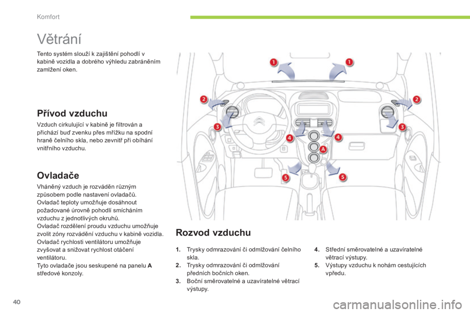 CITROEN C-ZERO 2016 Návod na použití (in Czech) 40
C-zero_cs_Chap03_confort_ed01-2014
větrání
Přívod vzduchu
vzduch cirkulující v kabině je filtrován a
p řichází buď zvenku přes mřížku na spodní
hraně čelního skla, nebo zevni CITROEN C-ZERO 2016 Návod na použití (in Czech) 40
C-zero_cs_Chap03_confort_ed01-2014
větrání
Přívod vzduchu
vzduch cirkulující v kabině je filtrován a
p řichází buď zvenku přes mřížku na spodní
hraně čelního skla, nebo zevni