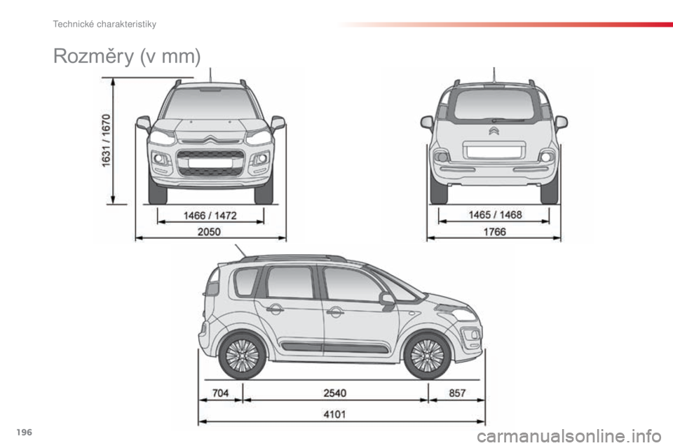 CITROEN C3 PICASSO 2015 Návod na použití (in Czech) 196
C3Picasso_cs_Chap12_caracteristiques-techniques_ed01-2014
C3Picasso_cs_Chap12_caracteristiques-techniques_ed01-2014
rozměry (v mm)
T CITROEN C3 PICASSO 2015 Návod na použití (in Czech) 196
C3Picasso_cs_Chap12_caracteristiques-techniques_ed01-2014
C3Picasso_cs_Chap12_caracteristiques-techniques_ed01-2014
rozměry (v mm)
T