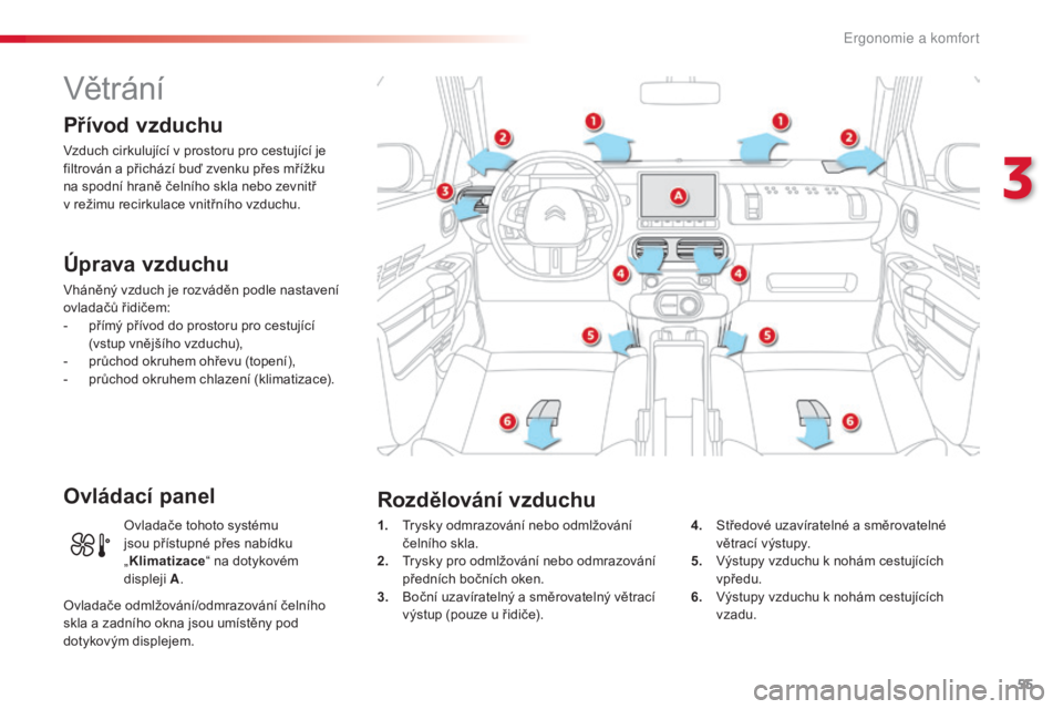 CITROEN C4 CACTUS 2018 Návod na použití (in Czech) 55
C4-cactus_cs_Chap03_Ergonomie-et-confort_ed01-2016
Větrání
Přívod vzduchu
Vzduch cirkulující v prostoru pro cestující je
filtrován a přichází buď zvenku přes mřížku
na spodní h CITROEN C4 CACTUS 2018 Návod na použití (in Czech) 55
C4-cactus_cs_Chap03_Ergonomie-et-confort_ed01-2016
Větrání
Přívod vzduchu
Vzduch cirkulující v prostoru pro cestující je
filtrován a přichází buď zvenku přes mřížku
na spodní h