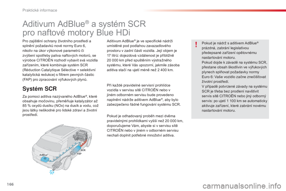 CITROEN C4 CACTUS 2014 Návod na použití (in Czech) 166
E3_cs_Chap09_info_pratiques_ed01-2014
Aditivum AdBlue® a systém SCR
pro naftové motory Blue HDi
Pro zajištění ochrany životního prostředí a
splnění požadavků nové normy Euro 6,
CITROEN C4 CACTUS 2014 Návod na použití (in Czech) 166
E3_cs_Chap09_info_pratiques_ed01-2014
Aditivum AdBlue® a systém SCR
pro naftové motory Blue HDi
Pro zajištění ochrany životního prostředí a
splnění požadavků nové normy Euro 6,
