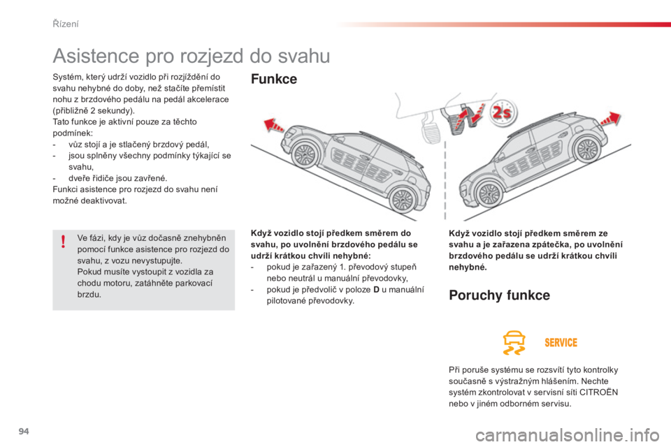 CITROEN C4 CACTUS 2014 Návod na použití (in Czech) 94
E3_cs_Chap05_conduite_ed01-2014
Asistence pro rozjezd do svahu
Systém, který udrží vozidlo při rozjíždění do
svahu nehybné do doby, než stačíte přemístit
nohu z brzdového pedálu CITROEN C4 CACTUS 2014 Návod na použití (in Czech) 94
E3_cs_Chap05_conduite_ed01-2014
Asistence pro rozjezd do svahu
Systém, který udrží vozidlo při rozjíždění do
svahu nehybné do doby, než stačíte přemístit
nohu z brzdového pedálu