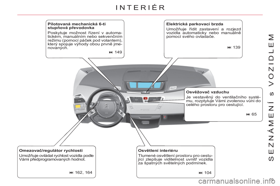 CITROEN C4 PICASSO 2013  Návod na použití (in Czech) 9 
SEZNÁMENÍ s VOZIDLEM
   
Pilotovaná mechanická 6-ti 
stupňová převodovka 
  Poskytuje možnost řízení v automa-
tickém, manuálním nebo sekvenčním 
režimu (pomocí páček pod volant