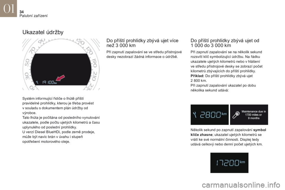 CITROEN DS4 2017 Návod na použití (in Czech) 34
DS4_cs_Chap01_instruments- de-bord_ed01-2016
Systém informující řidiče o lhůtě příští
p ravidelné prohlídky, kterou je třeba provést
v
souladu s dokumentem plán údržby od
v CITROEN DS4 2017 Návod na použití (in Czech) 34
DS4_cs_Chap01_instruments- de-bord_ed01-2016
Systém informující řidiče o lhůtě příští
p ravidelné prohlídky, kterou je třeba provést
v
souladu s dokumentem plán údržby od
v