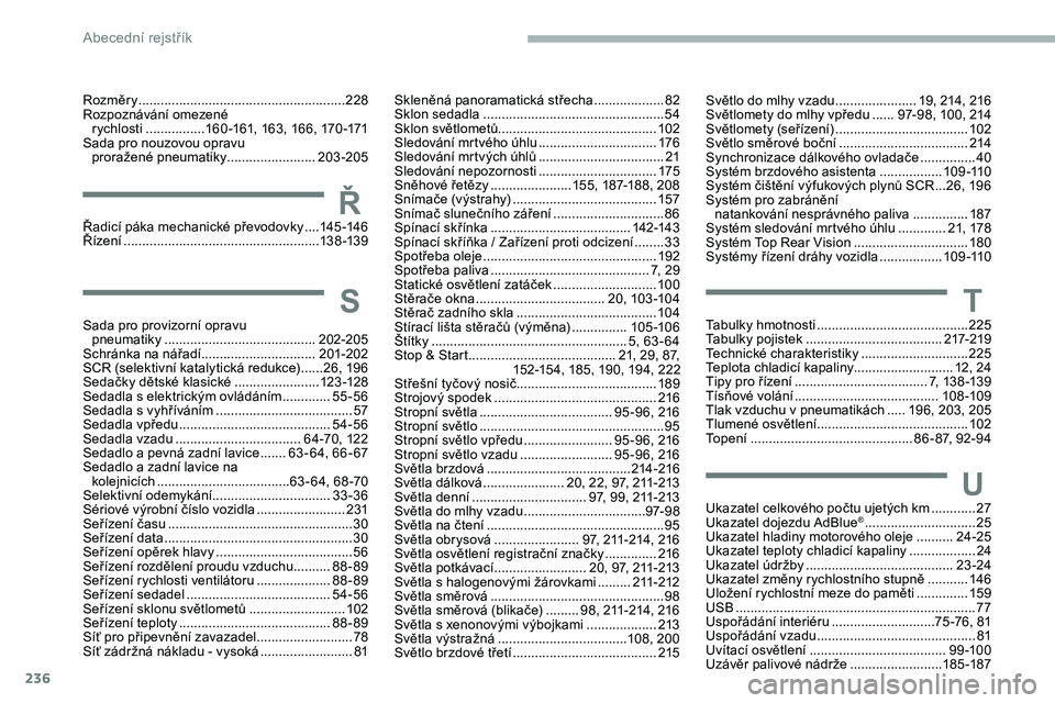 CITROEN JUMPER SPACETOURER 2020 Návod na použití (in Czech) 236
ŘŘadicí páka mechanické převodovky ....14 5 -14 6
Řízení ..................................................... 13
8 -13 9
Tabulky hmotnosti
.........................................2
2 CITROEN JUMPER SPACETOURER 2020 Návod na použití (in Czech) 236
ŘŘadicí páka mechanické převodovky ....14 5 -14 6
Řízení ..................................................... 13
8 -13 9
Tabulky hmotnosti
.........................................2
2