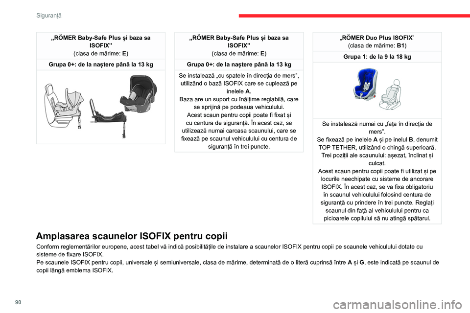 CITROEN BERLINGO VAN 2021 Ghiduri De Utilizare (in Romanian) 90
Siguranță
„RÖMER Baby-Safe Plus și baza sa ISOFIX”
(clasa de mărime: E)
Grupa 0+: de la naștere până la 13 kg
„RÖMER Baby-Safe Plus și baza sa ISOFIX”
(clasa de mărime: E) CITROEN BERLINGO VAN 2021 Ghiduri De Utilizare (in Romanian) 90
Siguranță
„RÖMER Baby-Safe Plus și baza sa ISOFIX”
(clasa de mărime: E)
Grupa 0+: de la naștere până la 13 kg
„RÖMER Baby-Safe Plus și baza sa ISOFIX”
(clasa de mărime: E)