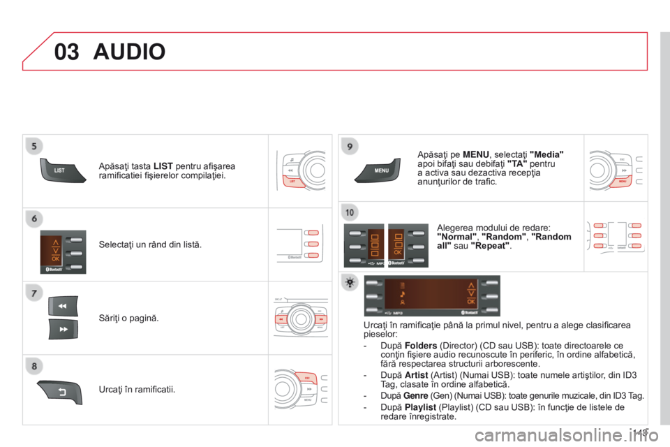 CITROEN C-ZERO 2016 Ghiduri De Utilizare (in Romanian) 03
143
C-Zero_ro_Chap11b_RDE2_ed01-2014
Selectaţi un rând din listă.
Săriţi o pagină.Apăsaţi pe MENU, selectaţi "Media"
apoi bifaţi sau debifaţi
"TA" pentru
a activa sau CITROEN C-ZERO 2016 Ghiduri De Utilizare (in Romanian) 03
143
C-Zero_ro_Chap11b_RDE2_ed01-2014
Selectaţi un rând din listă.
Săriţi o pagină.Apăsaţi pe MENU, selectaţi "Media"
apoi bifaţi sau debifaţi
"TA" pentru
a activa sau