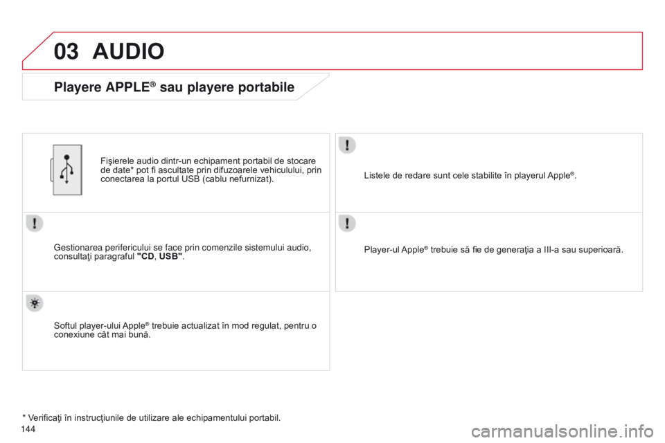 CITROEN C-ZERO 2016 Ghiduri De Utilizare (in Romanian) 03
C-Zero_ro_Chap11b_RDE2_ed01-2014
144
AUDIO
Gestionarea perifericului se face prin comenzile sistemului audio,
consultaţi paragraful "CD, USB".
FiÅŸierele audio dintr-un echipament portabi CITROEN C-ZERO 2016 Ghiduri De Utilizare (in Romanian) 03
C-Zero_ro_Chap11b_RDE2_ed01-2014
144
AUDIO
Gestionarea perifericului se face prin comenzile sistemului audio,
consultaţi paragraful "CD, USB".
FiÅŸierele audio dintr-un echipament portabi
