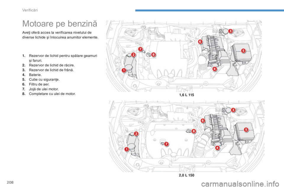 CITROEN C4 AIRCROSS 2016 Ghiduri De Utilizare (in Romanian) 208
C4-Aircross_ro_Chap08_verifications_ed01-2014
Aveţi oferă acces la verificarea nivelului de
diverse lichide şi înlocuirea anumitor elemente.
Motoare pe benzină
1. Rezervor de lichid pentru s CITROEN C4 AIRCROSS 2016 Ghiduri De Utilizare (in Romanian) 208
C4-Aircross_ro_Chap08_verifications_ed01-2014
Aveţi oferă acces la verificarea nivelului de
diverse lichide şi înlocuirea anumitor elemente.
Motoare pe benzină
1. Rezervor de lichid pentru s