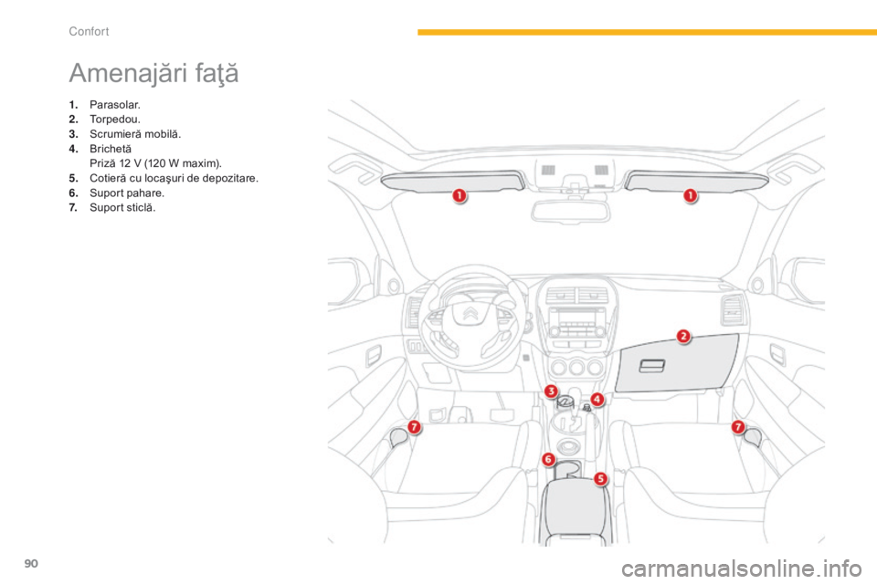 CITROEN C4 AIRCROSS 2016 Ghiduri De Utilizare (in Romanian) 90
C4-Aircross_ro_Chap03_confort_ed01-2014
Amenajări faţă
1. Parasolar.
2. Torpedou.
3.
S
crumieră mobilă.
4.
B
richetă
P
riză 12 V (120 W maxim).
5.
C
otieră cu locaşuri de depozitar CITROEN C4 AIRCROSS 2016 Ghiduri De Utilizare (in Romanian) 90
C4-Aircross_ro_Chap03_confort_ed01-2014
Amenajări faţă
1. Parasolar.
2. Torpedou.
3.
S
crumieră mobilă.
4.
B
richetă
P
riză 12 V (120 W maxim).
5.
C
otieră cu locaşuri de depozitar