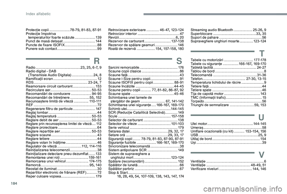 CITROEN C4 CACTUS 2019 Ghiduri De Utilizare (in Romanian) 184
Protecție copii .....................7 8 -79, 81- 83 , 87- 91
Protecție împotriva temperaturilor foarte scăzute
.....................13
9
Punct de masă detașat
........................ CITROEN C4 CACTUS 2019 Ghiduri De Utilizare (in Romanian) 184
Protecție copii .....................7 8 -79, 81- 83 , 87- 91
Protecție împotriva temperaturilor foarte scăzute
.....................13
9
Punct de masă detașat
........................