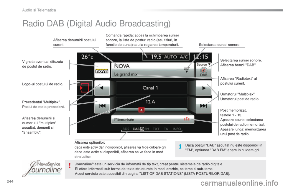 CITROEN C4 CACTUS 2018 Ghiduri De Utilizare (in Romanian) 244
C4-cactus_ro_Chap10b_SMEGplus_ed01-2016
Afisarea optiunilor:
daca este activ dar indisponibil, afisarea va fi de culoare gri
daca este activ si disponibil, afisarea se va face in mod
stralucitor. CITROEN C4 CACTUS 2018 Ghiduri De Utilizare (in Romanian) 244
C4-cactus_ro_Chap10b_SMEGplus_ed01-2016
Afisarea optiunilor:
daca este activ dar indisponibil, afisarea va fi de culoare gri
daca este activ si disponibil, afisarea se va face in mod
stralucitor.