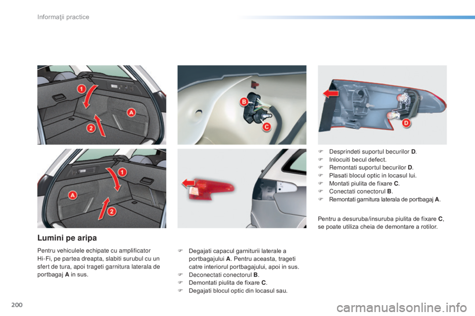 CITROEN C5 2016 Ghiduri De Utilizare (in Romanian) 200
C5_ro_Chap08_information_ed01-2015
Lumini pe aripa
F Degajati capacul garniturii laterale a portbagajului A. Pentru aceasta, trageti
catre interiorul portbagajului, apoi in sus.
F
d
ec
onecta CITROEN C5 2016 Ghiduri De Utilizare (in Romanian) 200
C5_ro_Chap08_information_ed01-2015
Lumini pe aripa
F Degajati capacul garniturii laterale a portbagajului A. Pentru aceasta, trageti
catre interiorul portbagajului, apoi in sus.
F
d
ec
onecta