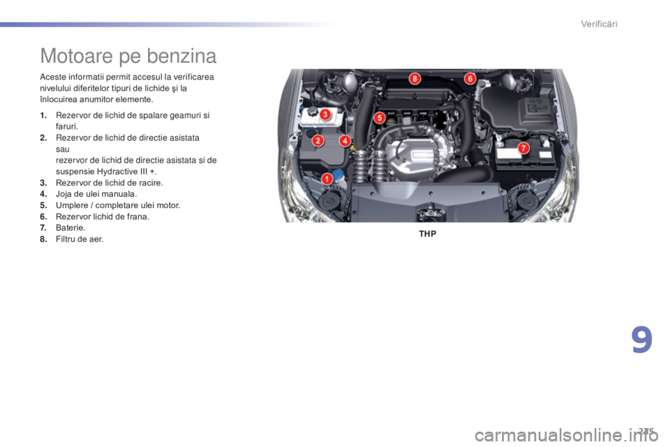 CITROEN C5 2016 Ghiduri De Utilizare (in Romanian) 225
C5_ro_Chap09_verification_ed01-2015
aceste informatii permit accesul la verificarea
nivelului diferitelor tipuri de lichide şi la
înlocuirea anumitor elemente.THP
Motoare pe benzina
1. rezervo CITROEN C5 2016 Ghiduri De Utilizare (in Romanian) 225
C5_ro_Chap09_verification_ed01-2015
aceste informatii permit accesul la verificarea
nivelului diferitelor tipuri de lichide şi la
înlocuirea anumitor elemente.THP
Motoare pe benzina
1. rezervo