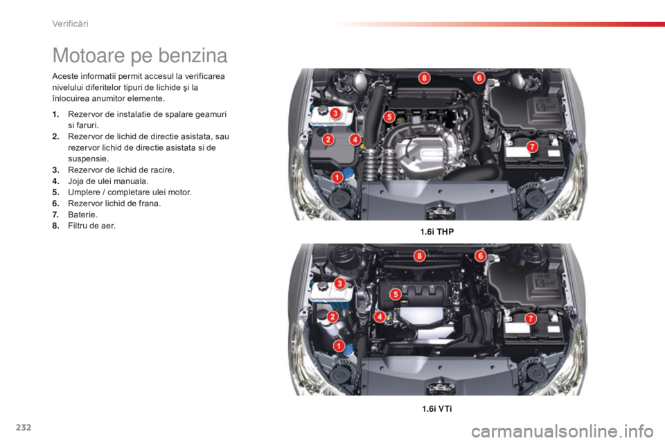 CITROEN C5 2015 Ghiduri De Utilizare (in Romanian) 232
C5_ro_Chap09_verification_ed01-2014
Aceste informatii permit accesul la verificarea
nivelului diferitelor tipuri de lichide ÅŸi la
înlocuirea anumitor elemente.1.6i THP
1.6i V Ti
Motoare pe ben CITROEN C5 2015 Ghiduri De Utilizare (in Romanian) 232
C5_ro_Chap09_verification_ed01-2014
Aceste informatii permit accesul la verificarea
nivelului diferitelor tipuri de lichide ÅŸi la
înlocuirea anumitor elemente.1.6i THP
1.6i V Ti
Motoare pe ben