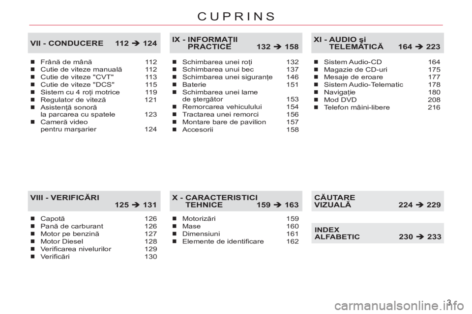 CITROEN C-CROSSER 2012  Ghiduri De Utilizare (in Romanian) 3
CUPRINS
Frână de m