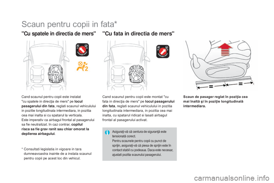 CITROEN DS3 CABRIO 2016 Ghiduri De Utilizare (in Romanian) DS3_ro_Chap07_securite-enfants_ed01-2015
Scaun pentru copii in fata*
"Cu spatele in directia de mers""Cu fata in directia de mers"
Scaun de pasager reglat în poziţia cea
mai înalt CITROEN DS3 CABRIO 2016 Ghiduri De Utilizare (in Romanian) DS3_ro_Chap07_securite-enfants_ed01-2015
Scaun pentru copii in fata*
"Cu spatele in directia de mers""Cu fata in directia de mers"
Scaun de pasager reglat în poziţia cea
mai înalt