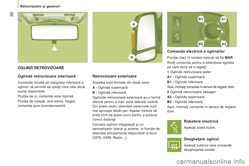 CITROEN JUMPER 2017 Ghiduri De Utilizare (in Romanian) 90
Jumper_ro_Chap03_Ergo-et-confort_ed01-2016
oGLInzI retroVIzoArer etrovizoare exterioare
Acestea sunt formate din două zone:
A - Oglinda superioară
B - Oglindă inferioară
Oglinzile retrovizoare CITROEN JUMPER 2017 Ghiduri De Utilizare (in Romanian) 90
Jumper_ro_Chap03_Ergo-et-confort_ed01-2016
oGLInzI retroVIzoArer etrovizoare exterioare
Acestea sunt formate din două zone:
A - Oglinda superioară
B - Oglindă inferioară
Oglinzile retrovizoare