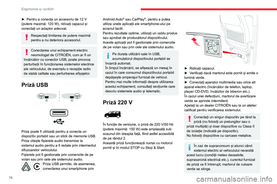 CITROEN JUMPER SPACETOURER 2021 Ghiduri De Utilizare (in Romanian) 74
Ergonomie și confort
Panou de mascare bagaje
► Ridicați-l pentru a-l scoate.
► Pentru a-l monta, introduceți elementele de
ghidare în canelurile aferente.
În cazul unei deceleră CITROEN JUMPER SPACETOURER 2021 Ghiduri De Utilizare (in Romanian) 74
Ergonomie și confort
Panou de mascare bagaje
► Ridicați-l pentru a-l scoate.
► Pentru a-l monta, introduceți elementele de
ghidare în canelurile aferente.
În cazul unei deceleră