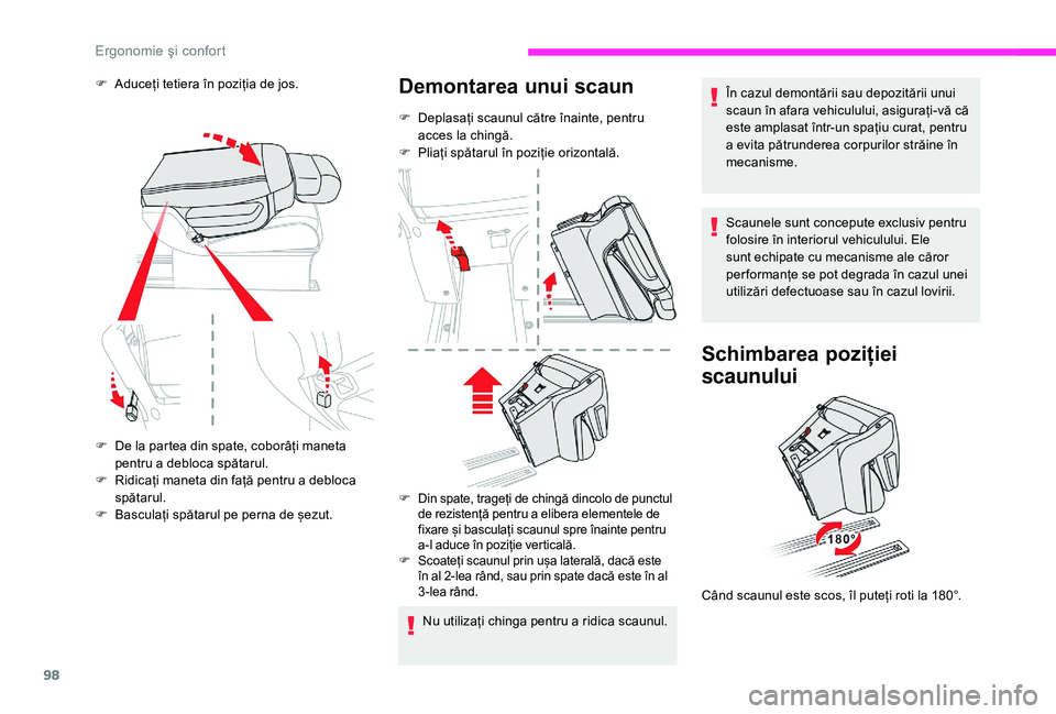 CITROEN JUMPER SPACETOURER 2018 Ghiduri De Utilizare (in Romanian) 98
F De la partea din spate, coborâți maneta pentru a debloca spătarul.
F
R
idicați maneta din față pentru a debloca
spătarul.
F
B
asculați spătarul pe perna de șezut.
Nu utilizați c CITROEN JUMPER SPACETOURER 2018 Ghiduri De Utilizare (in Romanian) 98
F De la partea din spate, coborâți maneta pentru a debloca spătarul.
F
R
idicați maneta din față pentru a debloca
spătarul.
F
B
asculați spătarul pe perna de șezut.
Nu utilizați c