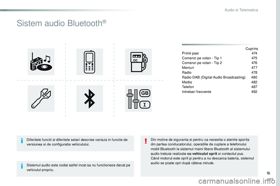CITROEN JUMPER SPACETOURER 2017  Ghiduri De Utilizare (in Romanian) 473
Spacetourer-VP_ro_Chap10d_rD6_ed01-2016
Sistem audio Bluetooth®
Cuprins
Primii pasi
 4 74
Comenzi pe volan - 
t
i

p 1
 
4
 75
Comenzi pe volan - 
t
i

p 2
 
4
 76
Meniuri
 

477
ra

dio
 
 478
r