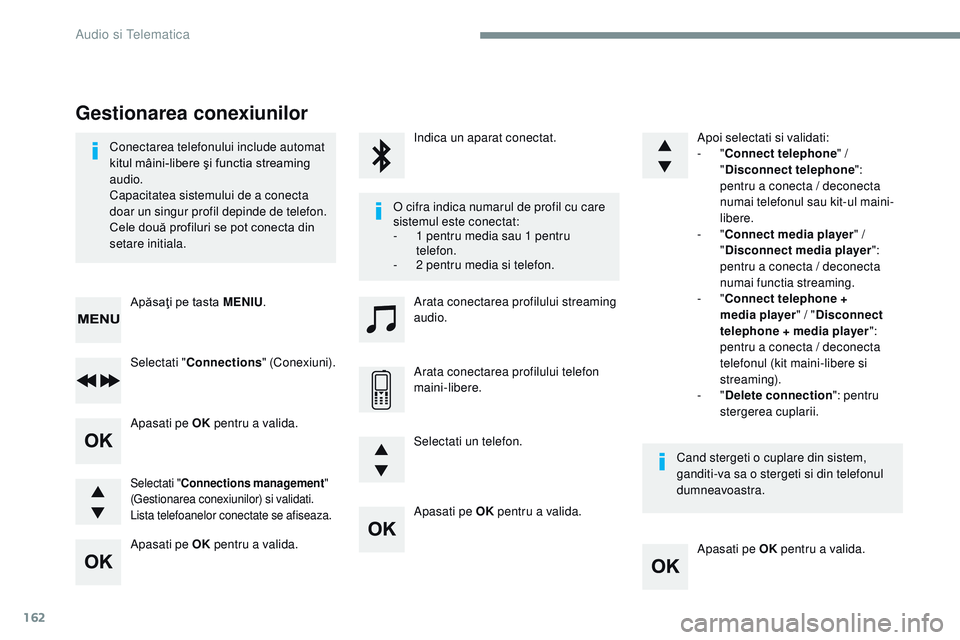 CITROEN JUMPER SPACETOURER 2017 Ghiduri De Utilizare (in Romanian) 162
Apasati pe OK pentru a valida.
Apasati pe OK pentru a valida.
Apasati pe OK
pentru a valida.
Apasati pe OK pentru a valida.
Conectarea telefonului include automat
kitul mâini-libere şi functi CITROEN JUMPER SPACETOURER 2017 Ghiduri De Utilizare (in Romanian) 162
Apasati pe OK pentru a valida.
Apasati pe OK pentru a valida.
Apasati pe OK
pentru a valida.
Apasati pe OK pentru a valida.
Conectarea telefonului include automat
kitul mâini-libere şi functi