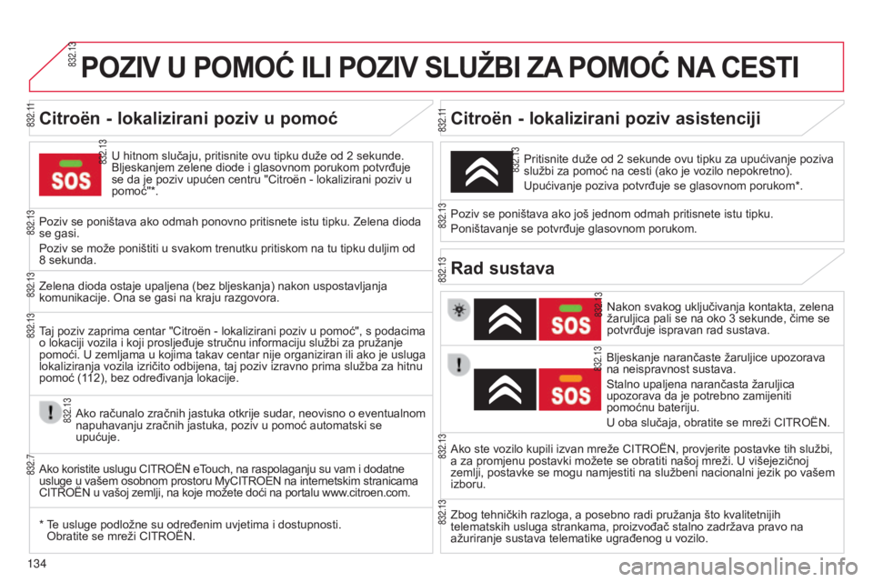 CITROEN C-ZERO 2016  Upute Za Rukovanje (in Croatian) 832.13
832.13
832.13
832.13 832.13
832.13
832.13
832.13
832.13
832.13
832.13
832.13 832.7
832.11
832.11
832.13
134
C-zero_hr_Chap11a_BT a_ed01-2014
POZIV U POmOć IlI POZIV SlUžBI ZA  PO m O ć  NA  