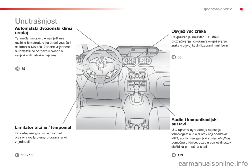 CITROEN C3 PICASSO 2014  Upute Za Rukovanje (in Croatian) .Upoznavanje vozila
7
uređaj 
 
Taj uređaj omogućuje namještanje
različite temperature na strani vozača i 
na strani suvozača. Zadane vrijednosti
automatski se održavaju ovisno o 
vanjskim kli