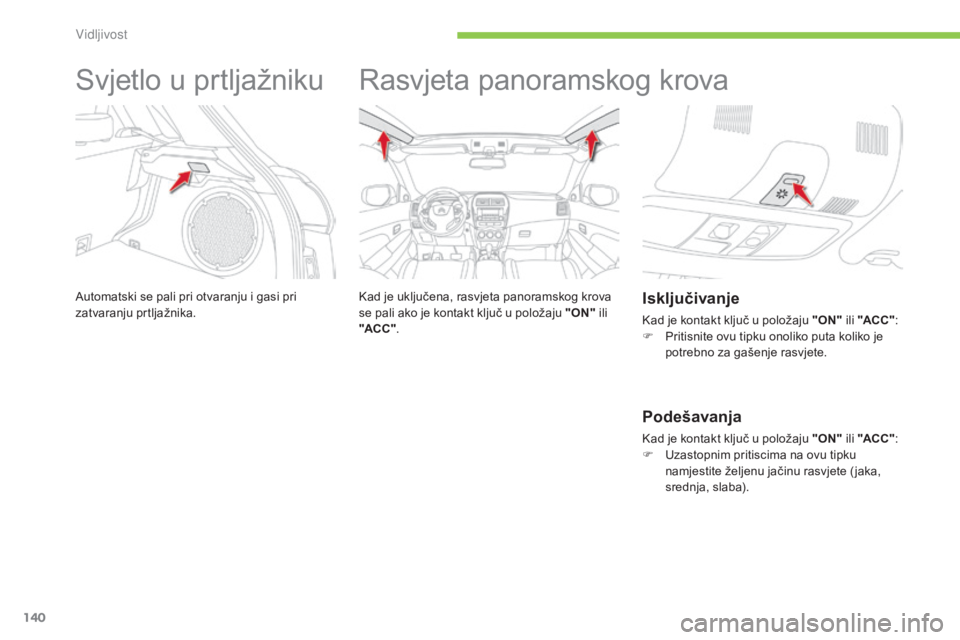CITROEN C4 AIRCROSS 2016 Upute Za Rukovanje (in Croatian) 140
C4-aircross_hr_Chap05_visibilite_ed01-2014
svjetlo u prtljažniku
automatski se pali pri otvaranju i gasi pri
zatvaranju prtljažnika.
rasvjeta panoramskog krova
kad je uključena, rasvjeta panor CITROEN C4 AIRCROSS 2016 Upute Za Rukovanje (in Croatian) 140
C4-aircross_hr_Chap05_visibilite_ed01-2014
svjetlo u prtljažniku
automatski se pali pri otvaranju i gasi pri
zatvaranju prtljažnika.
rasvjeta panoramskog krova
kad je uključena, rasvjeta panor