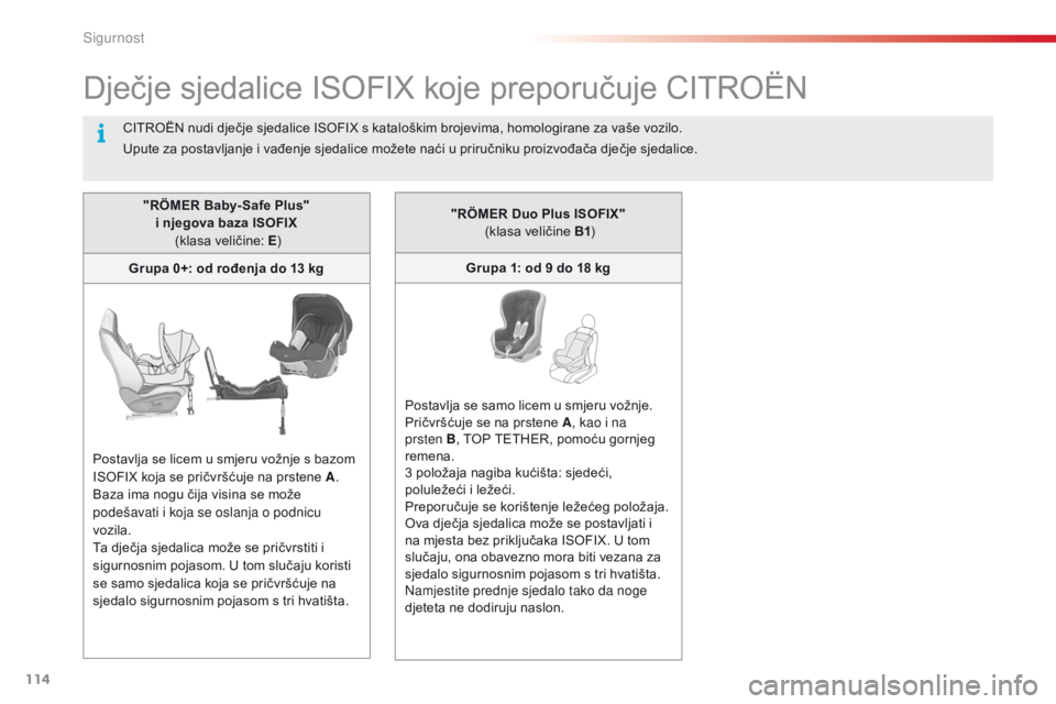 CITROEN C4 CACTUS 2018 Upute Za Rukovanje (in Croatian) 114
C4-cactus_hr_Chap05_securite_ed01-2016
Dječje sjedalice ISOFIX koje preporučuje CITROËN
"RÖMER Baby- Safe Plus" i njegova baza ISOFIX (klasa veličine: E )
Grupa 0+: od rođenja do CITROEN C4 CACTUS 2018 Upute Za Rukovanje (in Croatian) 114
C4-cactus_hr_Chap05_securite_ed01-2016
Dječje sjedalice ISOFIX koje preporučuje CITROËN
"RÖMER Baby- Safe Plus" i njegova baza ISOFIX (klasa veličine: E )
Grupa 0+: od rođenja do