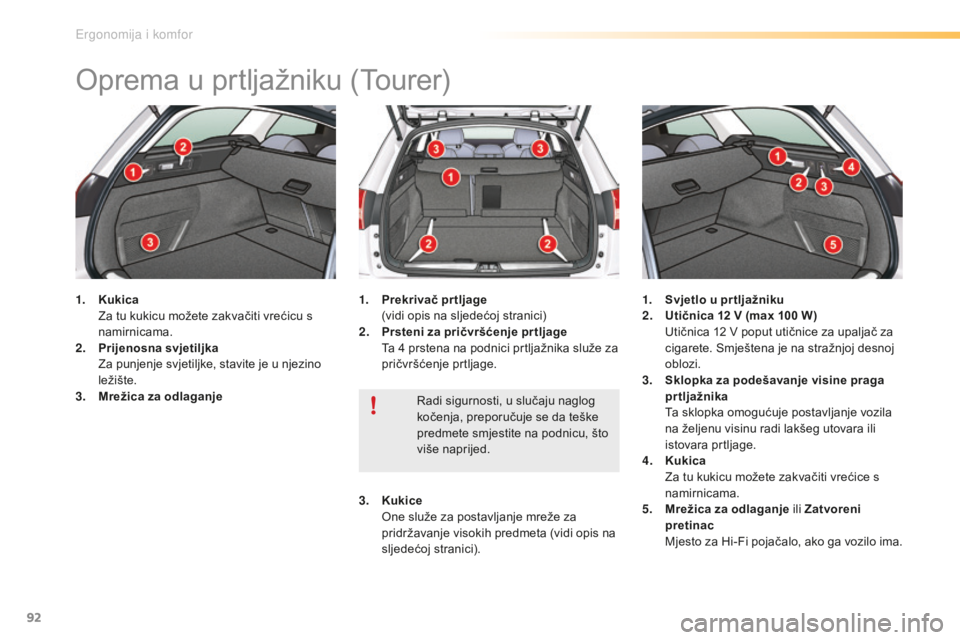 CITROEN C5 2016 Upute Za Rukovanje (in Croatian) 92
C5_hr_Chap03_ergo-et-confort_ed01-2015
oprema u prtljažniku (Tourer)
1. Kukica za t u kukicu možete zakvačiti vrećicu s
namirnicama.
2.
P
rijenosna svjetiljka
z
a p
unjenje svjetiljke CITROEN C5 2016 Upute Za Rukovanje (in Croatian) 92
C5_hr_Chap03_ergo-et-confort_ed01-2015
oprema u prtljažniku (Tourer)
1. Kukica za t u kukicu možete zakvačiti vrećicu s
namirnicama.
2.
P
rijenosna svjetiljka
z
a p
unjenje svjetiljke