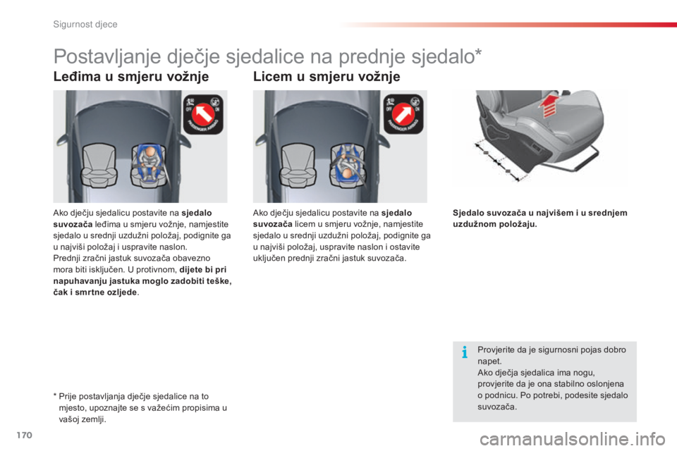 CITROEN C5 2015 Upute Za Rukovanje (in Croatian) 170
C5_hr_Chap07_securite-enfant_ed01-2014
Leđima u smjeru vožnje Licem u smjeru vožnje
Postavljanje dječje sjedalice na prednje sjedalo*
Provjerite da je sigurnosni pojas dobro
napet.
ak
o dječ CITROEN C5 2015 Upute Za Rukovanje (in Croatian) 170
C5_hr_Chap07_securite-enfant_ed01-2014
Leđima u smjeru vožnje Licem u smjeru vožnje
Postavljanje dječje sjedalice na prednje sjedalo*
Provjerite da je sigurnosni pojas dobro
napet.
ak
o dječ