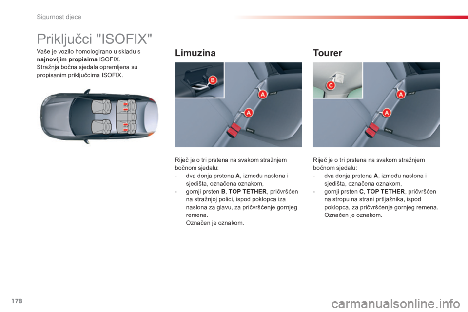 CITROEN C5 2015 Upute Za Rukovanje (in Croatian) 178
C5_hr_Chap07_securite-enfant_ed01-2014
Priključci "isoFiX"
Vaše je vozilo homologirano u skladu s
najnovijim propisima i
soF iX .
st
ražnja bočna sjedala opremljena su
propisanim p CITROEN C5 2015 Upute Za Rukovanje (in Croatian) 178
C5_hr_Chap07_securite-enfant_ed01-2014
Priključci "isoFiX"
Vaše je vozilo homologirano u skladu s
najnovijim propisima i
soF iX .
st
ražnja bočna sjedala opremljena su
propisanim p