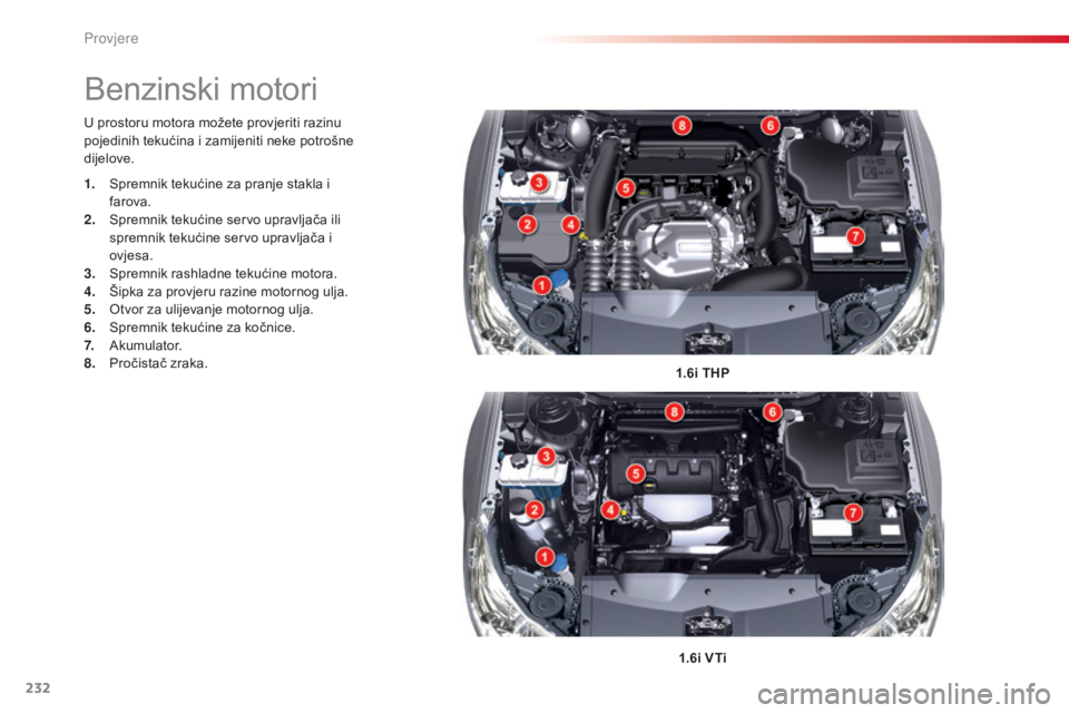 CITROEN C5 2015 Upute Za Rukovanje (in Croatian) 232
C5_hr_Chap09_verification_ed01-2014
U prostoru motora možete provjeriti razinu
pojedinih tekućina i zamijeniti neke potrošne
dijelove.1.6i THP
1.6i VTi
Benzinski motori
1. spremnik tekućine CITROEN C5 2015 Upute Za Rukovanje (in Croatian) 232
C5_hr_Chap09_verification_ed01-2014
U prostoru motora možete provjeriti razinu
pojedinih tekućina i zamijeniti neke potrošne
dijelove.1.6i THP
1.6i VTi
Benzinski motori
1. spremnik tekućine