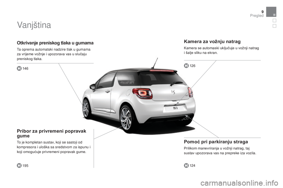 CITROEN DS3 2016 Upute Za Rukovanje (in Croatian) 9
DS3_hr_Chap00b_vue-ensemble_ed01-2015
Otkrivanje preniskog tlaka u gumama
Ta oprema automatski nadzire tlak u gumama
za vrijeme vožnje i upozorava vas u slučaju
preniskog tlaka.146
195
Pribor za CITROEN DS3 2016 Upute Za Rukovanje (in Croatian) 9
DS3_hr_Chap00b_vue-ensemble_ed01-2015
Otkrivanje preniskog tlaka u gumama
Ta oprema automatski nadzire tlak u gumama
za vrijeme vožnje i upozorava vas u slučaju
preniskog tlaka.146
195
Pribor za