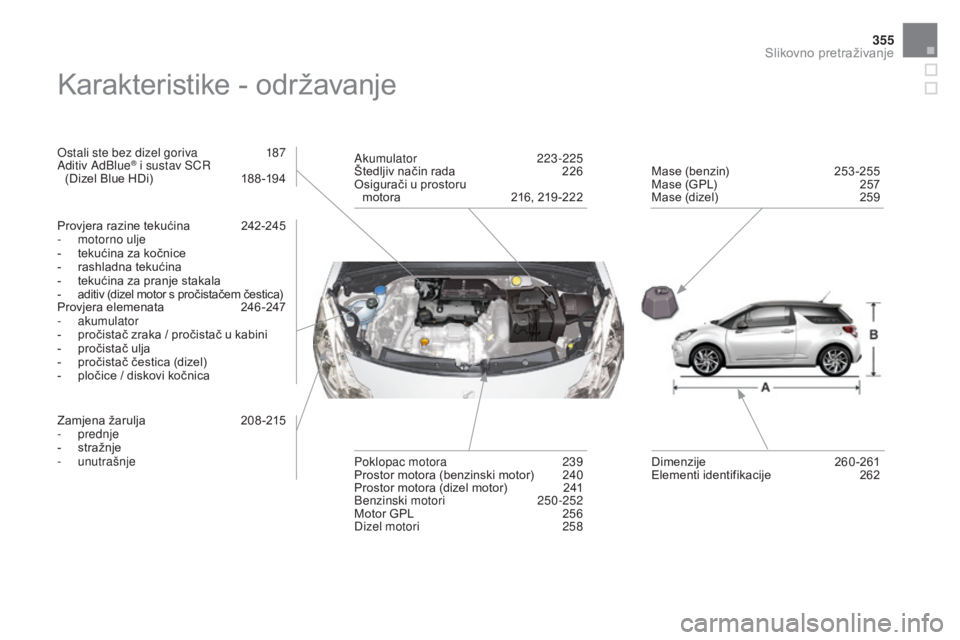 CITROEN DS3 2016 Upute Za Rukovanje (in Croatian) 355
DS3_hr_Chap12_index-recherche_ed01-2015
Karakteristike - održavanje
Ostali ste bez dizel goriva 187
Aditiv AdBlue® i sustav SCR
(Dizel Blue HDi) 1 88 -194
Provjera razine tekućina
2
42-24 CITROEN DS3 2016 Upute Za Rukovanje (in Croatian) 355
DS3_hr_Chap12_index-recherche_ed01-2015
Karakteristike - održavanje
Ostali ste bez dizel goriva 187
Aditiv AdBlue® i sustav SCR
(Dizel Blue HDi) 1 88 -194
Provjera razine tekućina
2
42-24