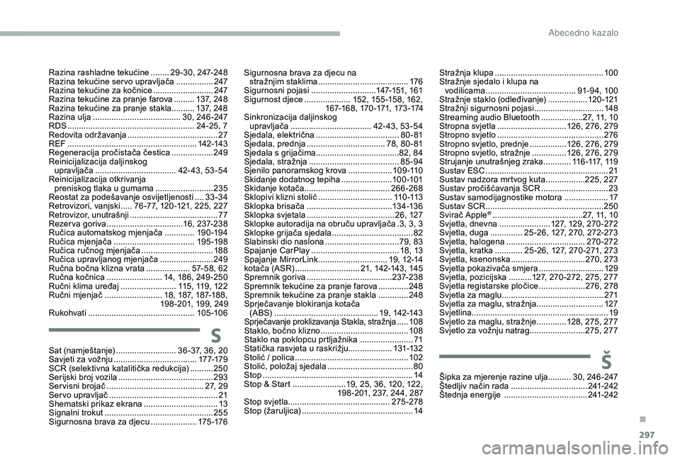 CITROEN JUMPER SPACETOURER 2018 Upute Za Rukovanje (in Croatian) 297
SSat (namještanje) .......................... 36 -37, 36, 20
Savjeti za vožnju ............................... .....17 7-179
SCR (selektivna katalitička redukcija)
..........25
0
Serijski b CITROEN JUMPER SPACETOURER 2018 Upute Za Rukovanje (in Croatian) 297
SSat (namještanje) .......................... 36 -37, 36, 20
Savjeti za vožnju ............................... .....17 7-179
SCR (selektivna katalitička redukcija)
..........25
0
Serijski b